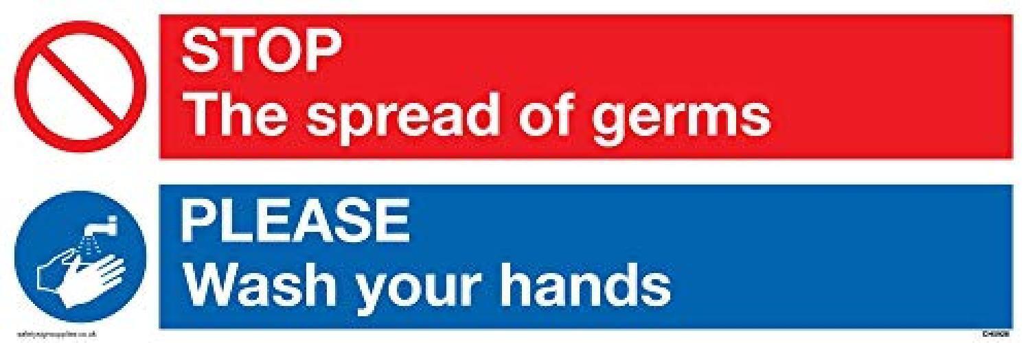 Segni vichinghi STOP germs Please wash your hands segno  plastica semirigida 1