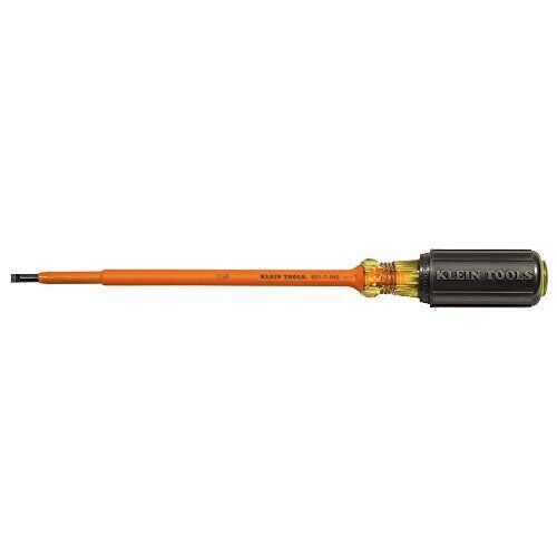 Klein Tools 6017INS Insulated 3/16'' Cabinet-Tip 7'' Round-Shank Screwdriver by