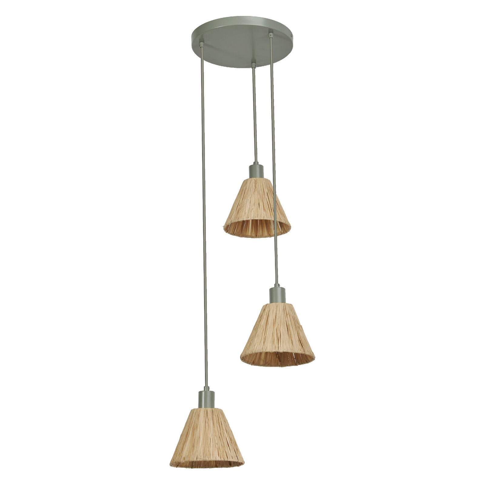 LEDVANCE Pendelleuchte 3-flammig Decor Raffia Plate grün aus Bast & Metall, E27,