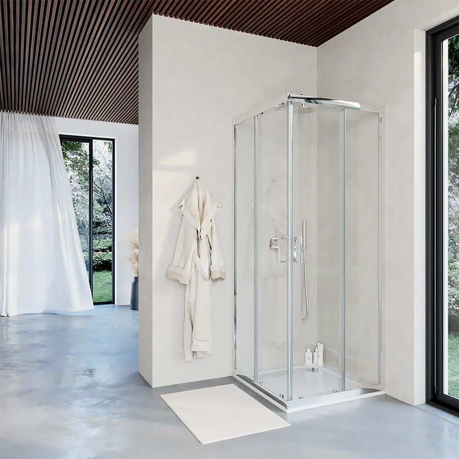 BOX DOCCIA ANGOLARE 80X120CM H190 CROMATO JAVA TRAPARENTE