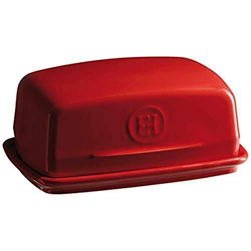 Emile Henry Butter Dish Piatto da Burro, Ceramica, Borgogna, 16.5x11.5x7.5 cm