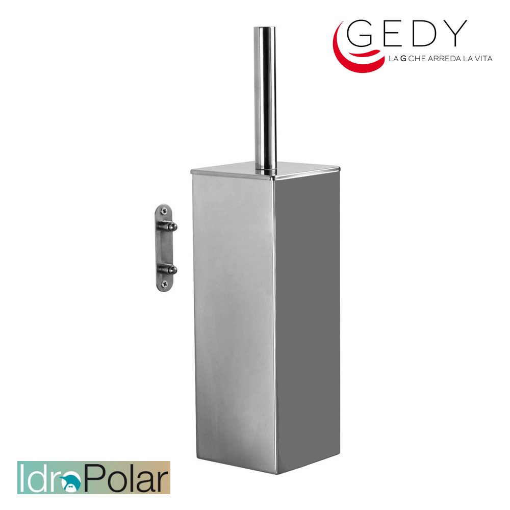 SCOPINO WC WATER in ACCIAIO INOX CROMATO FISSAGGIO a PARETE MURO - NEMESIA GEDY
