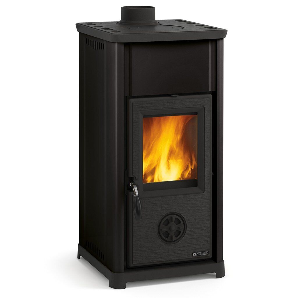 Nordica Extraflame Stufa a Legna in Ghisa con Vetro ceramico 6.6 Kw Nero Tea