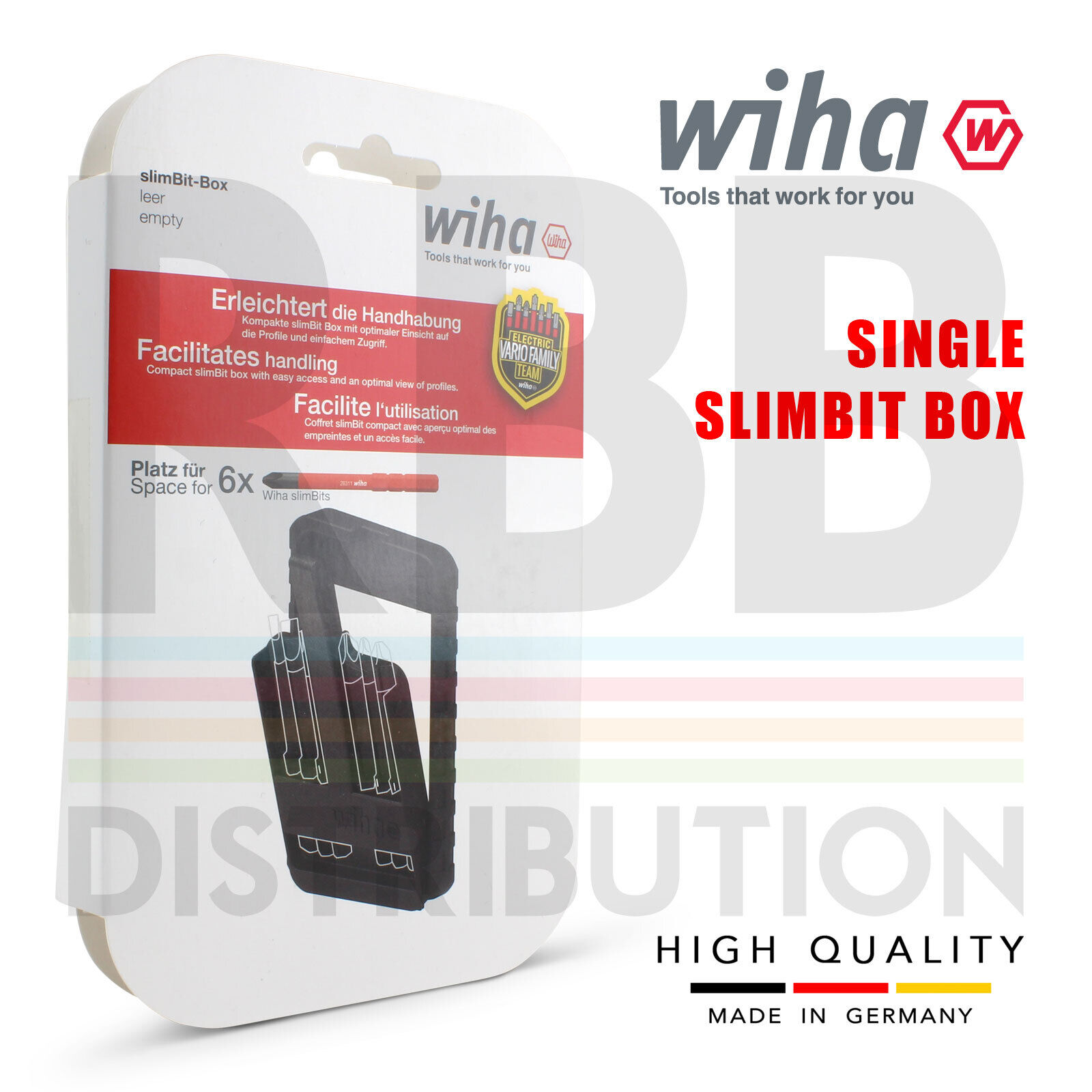Wiha Slimbits Vuoto Cacciavite 6pcs Punta Sostegno Compatto Sleek Scatola 43163