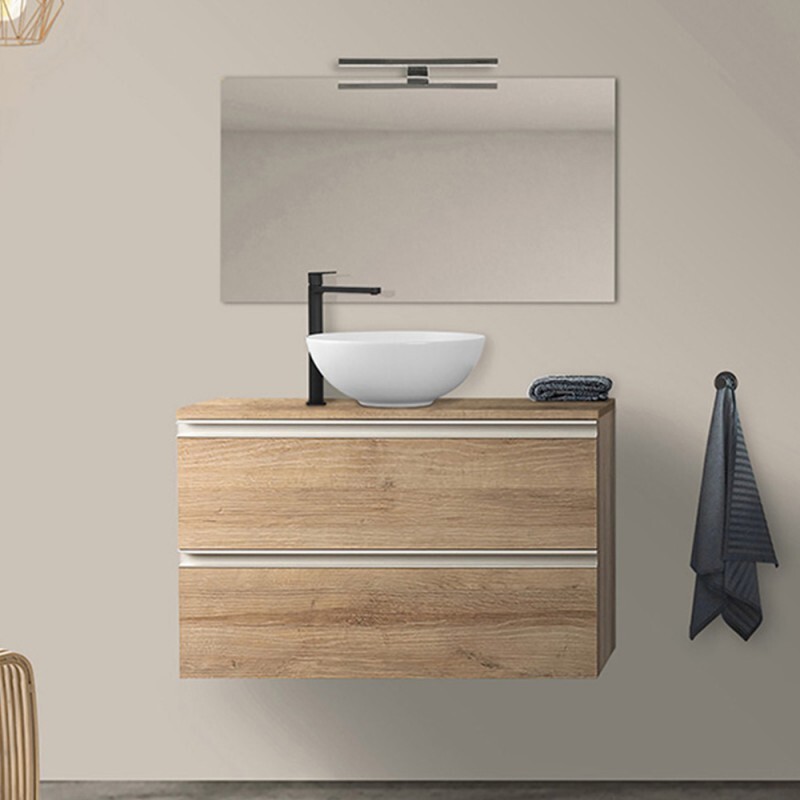 Mobile da bagno Sospeso 100 cm Master rovere miele per lavabo da appoggio