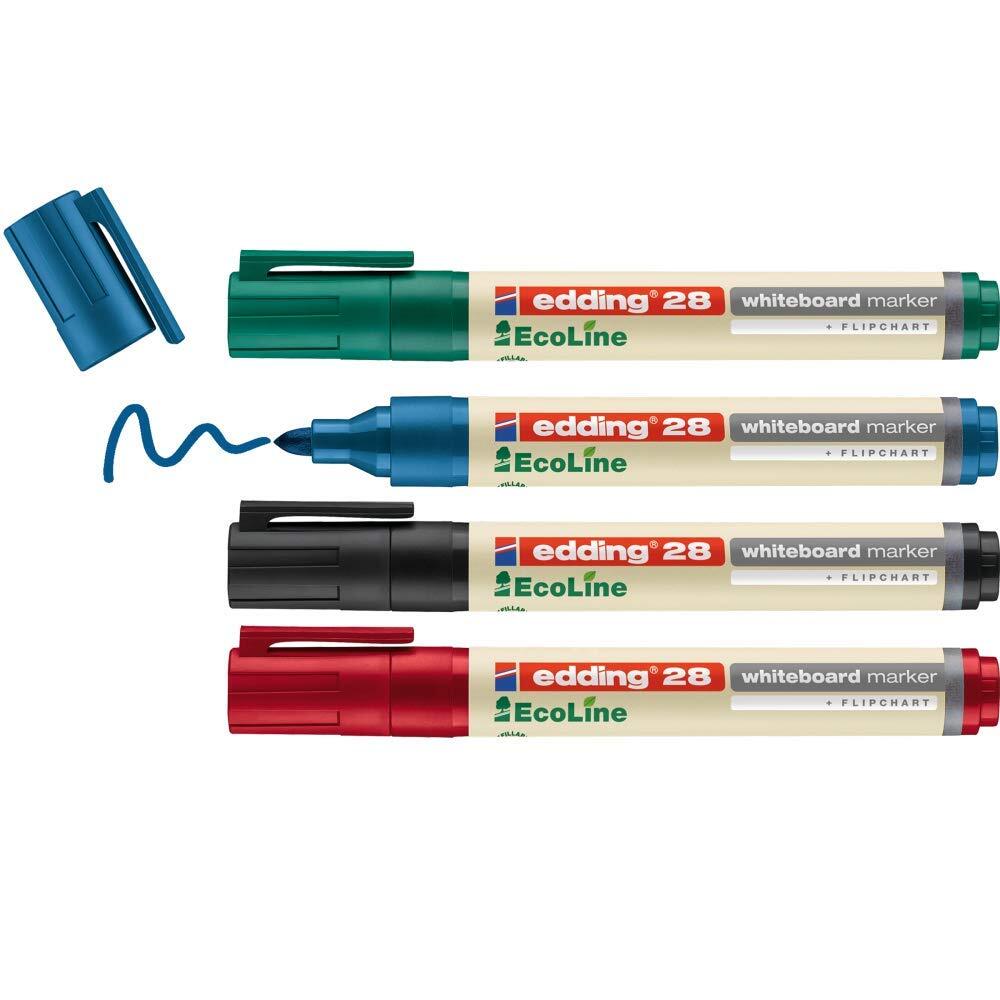 edding 28 EcoLine whiteboard marker - black, red, blue, green - set of 4 whitebo