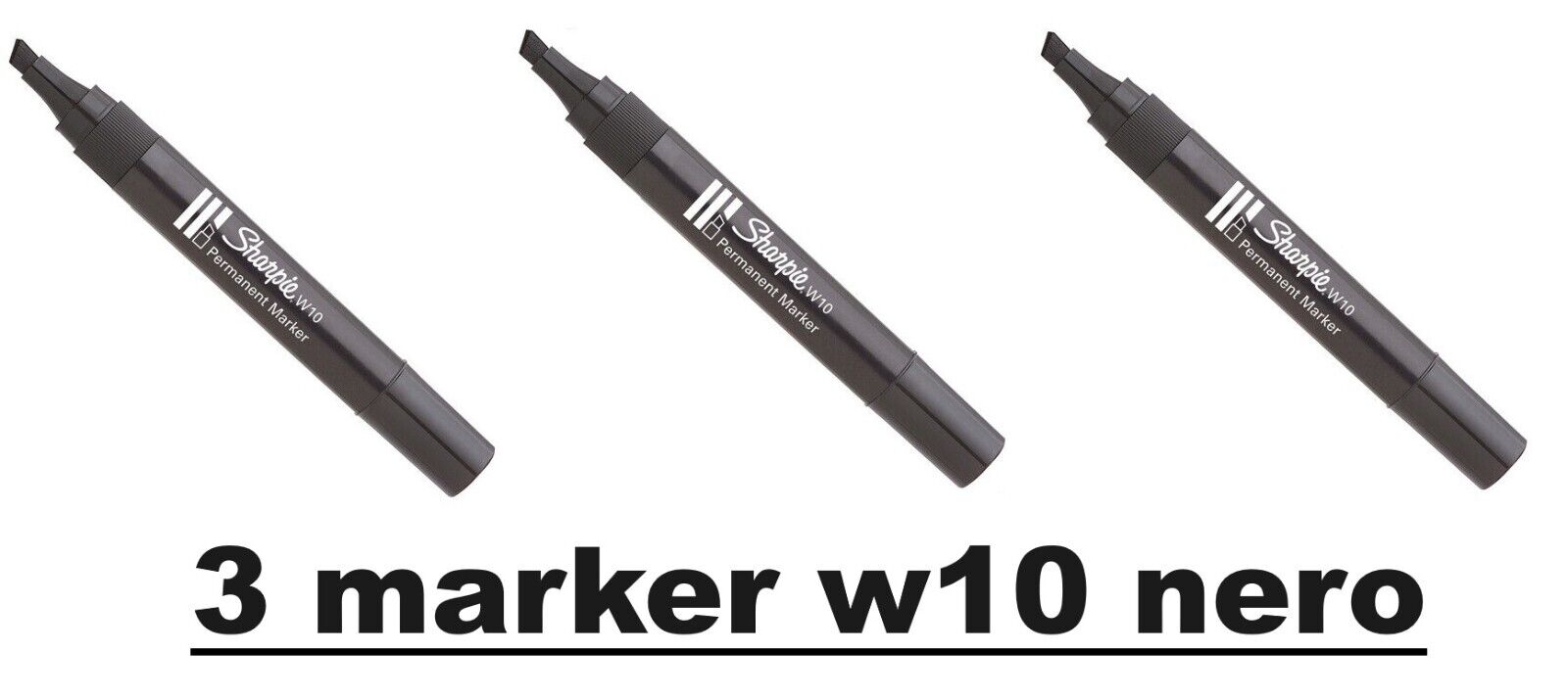 3 Marker Sharpie W10 Punta Scalpello NERO