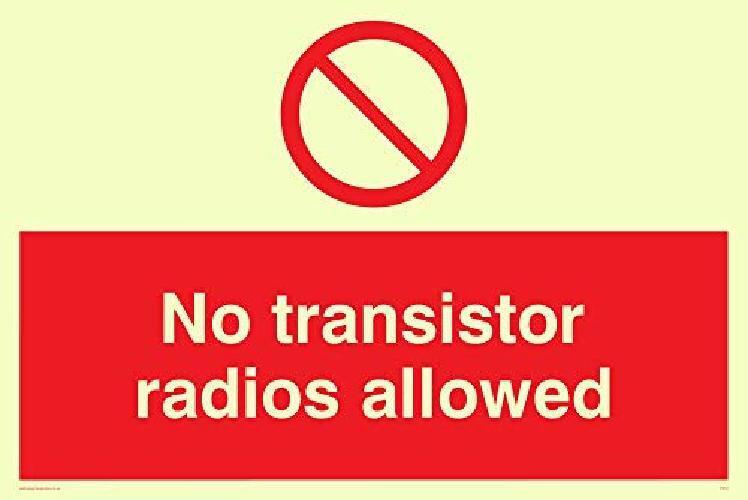 Viking segni pv51-a4l-p"No transistor radio Allowed" Sign, plastica, semirigida,