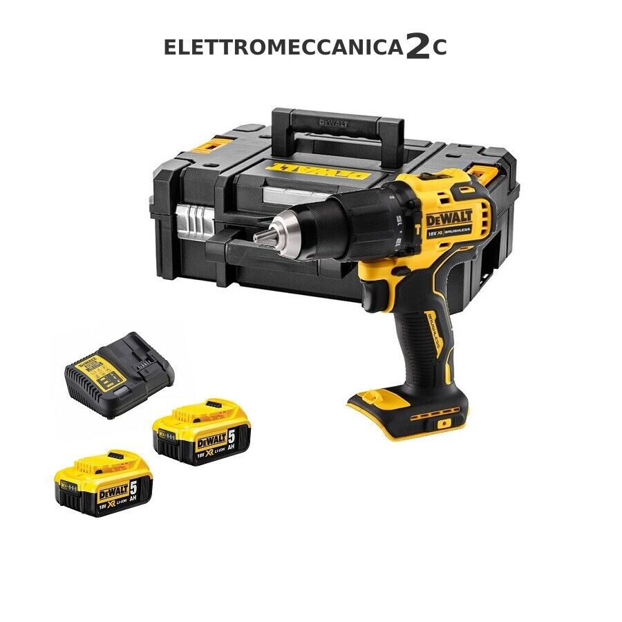 DEWALT DCD709P2T-QW avvitatore percussione 18v 2 batterie 5ah brushless 13mm ...