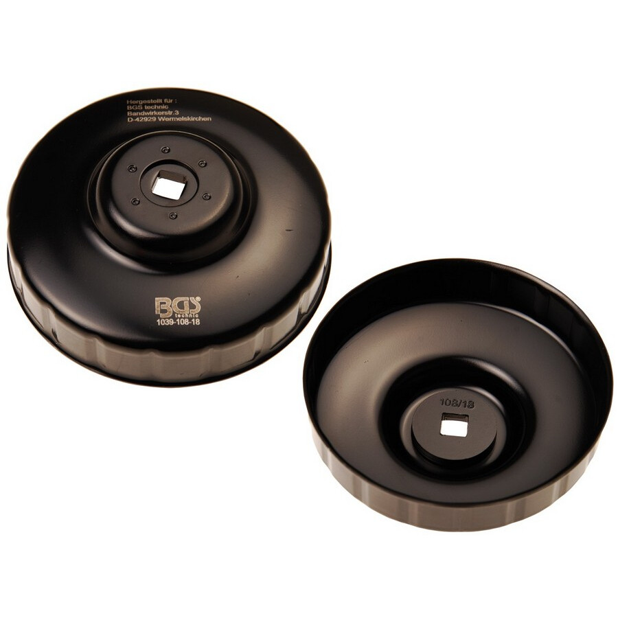 chiave a tazza tappo filtro olio 108mm x p18 - codice bgs1039-108-18 BGS officin