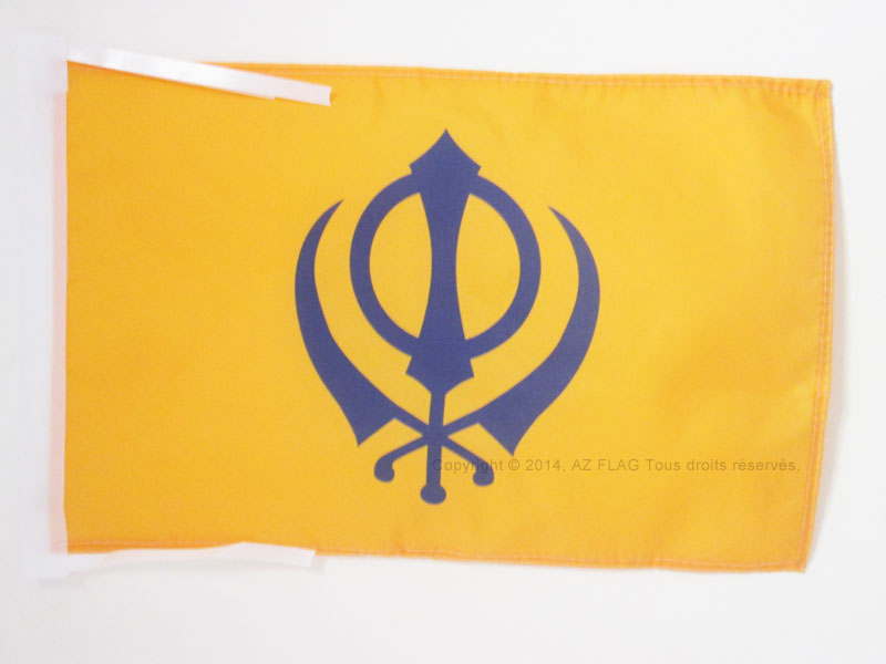 BANDIERA SIKHISMO 45x30cm - BANDIERINA RELIGIONE SIKH 30 x 45 cm cordicelle - Nu