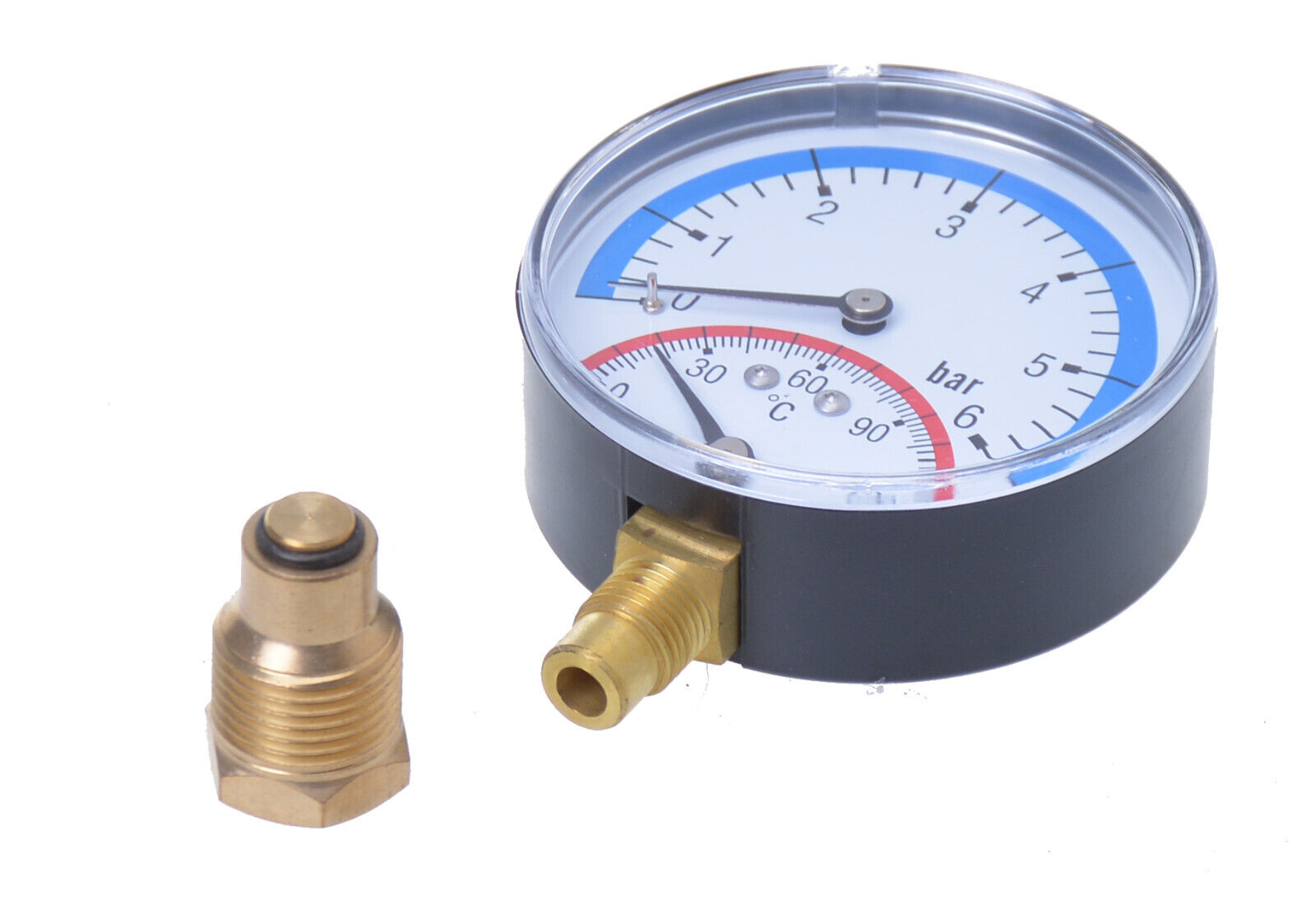 Aqbau Thermo-Manometer 80 MM Radiale 0-6 BAR 1/4 " - 1/2 "