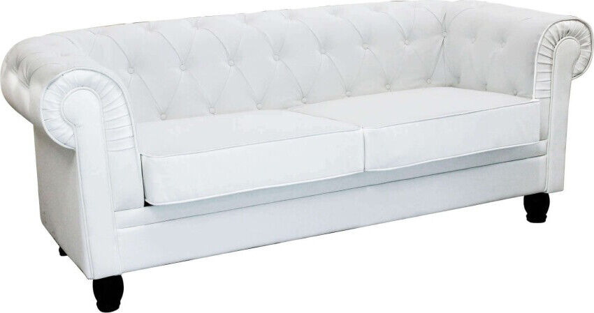 DecHome Divano 3 Posti Costiero in Ecopelle cm 197x74x82 h Bianco