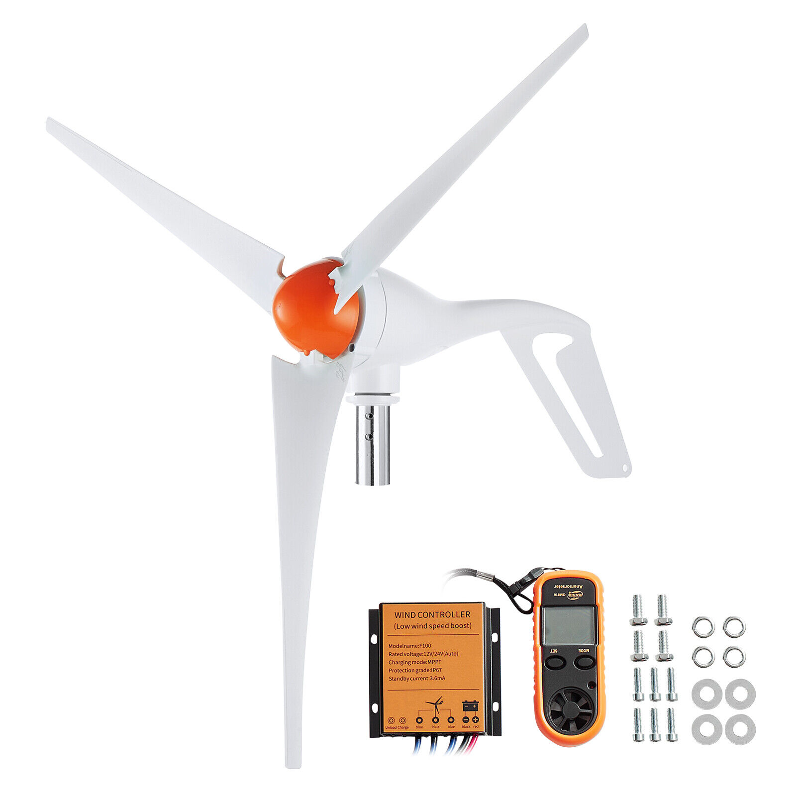 VEVOR Generatore Eolico 500 W Kit Turbina Eolica a 3 Pale 12 V con Anemometro