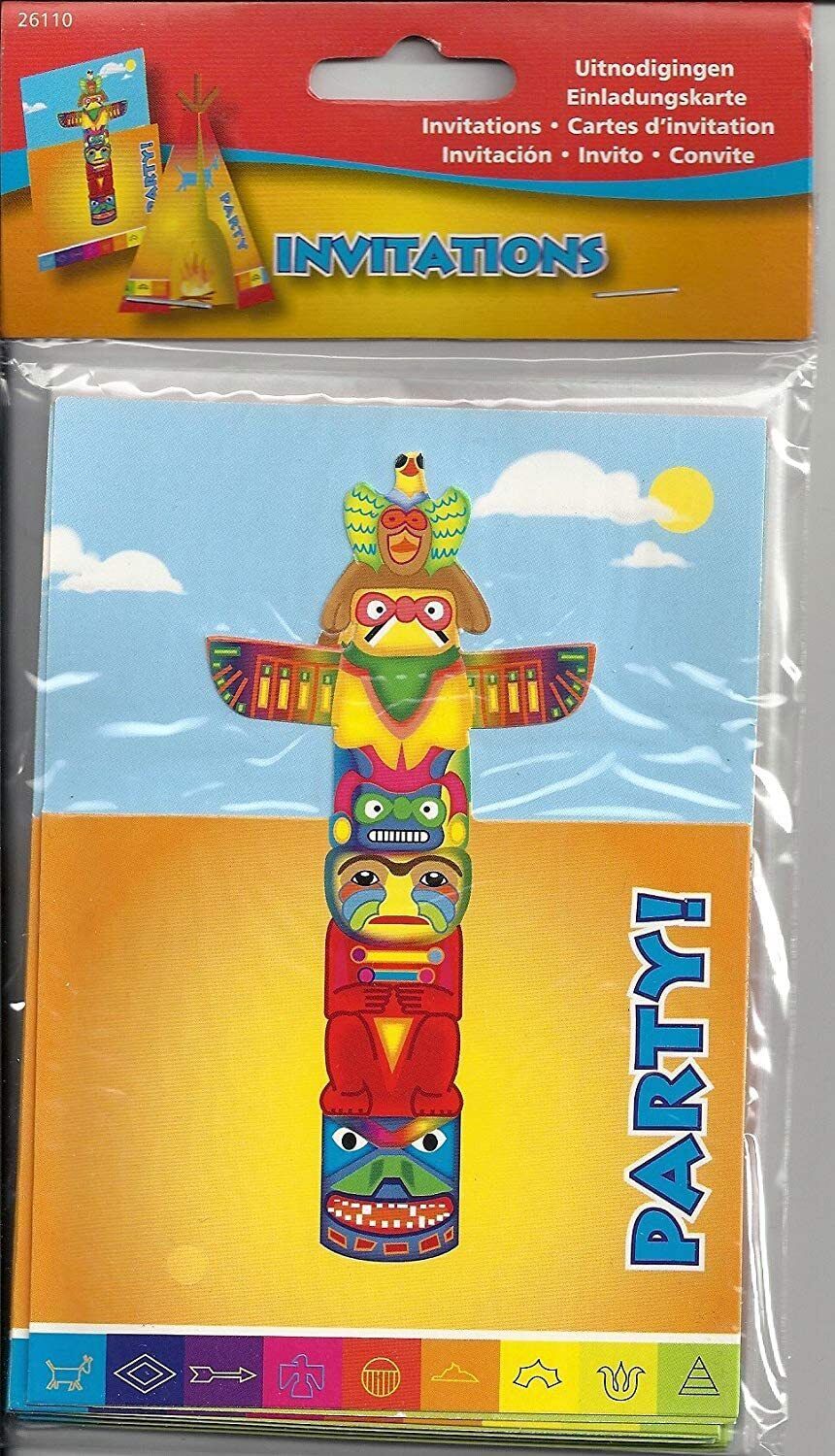 Folat 26110 Native American Party Invitations, Multi Colors