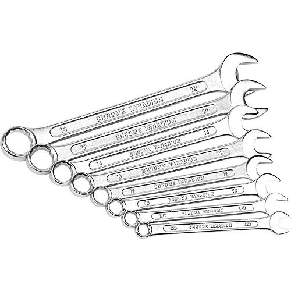 Mannesmann - M  130-08DIN – Set chiavi ad anello e chiavi inglesi, 8 pz., 8-19