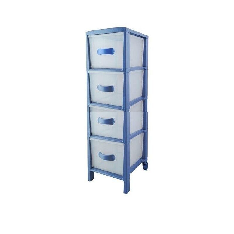 CASSETTIERA SALVASPAZIO FUTURA SLIM 4 CASSETTI CON RUOTE 30 X 38 X H82 BLU AVON