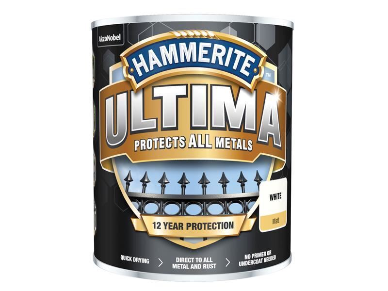 Hammerite - Ultima Metal Paint Matt White 750ml