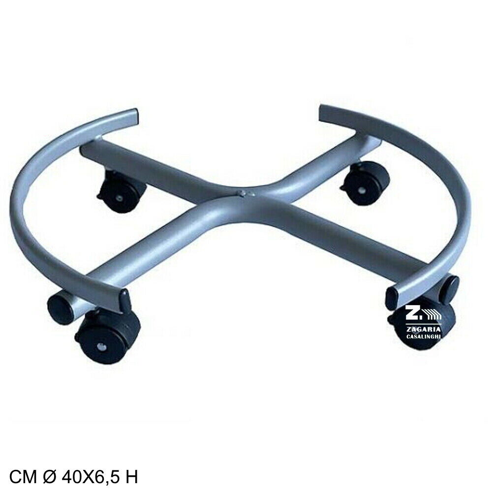 CARRELLO SUPPORTO IN METALLO BASSO CON RUOTE PER FUSTO OLIO VASI CM 40X6,5 H