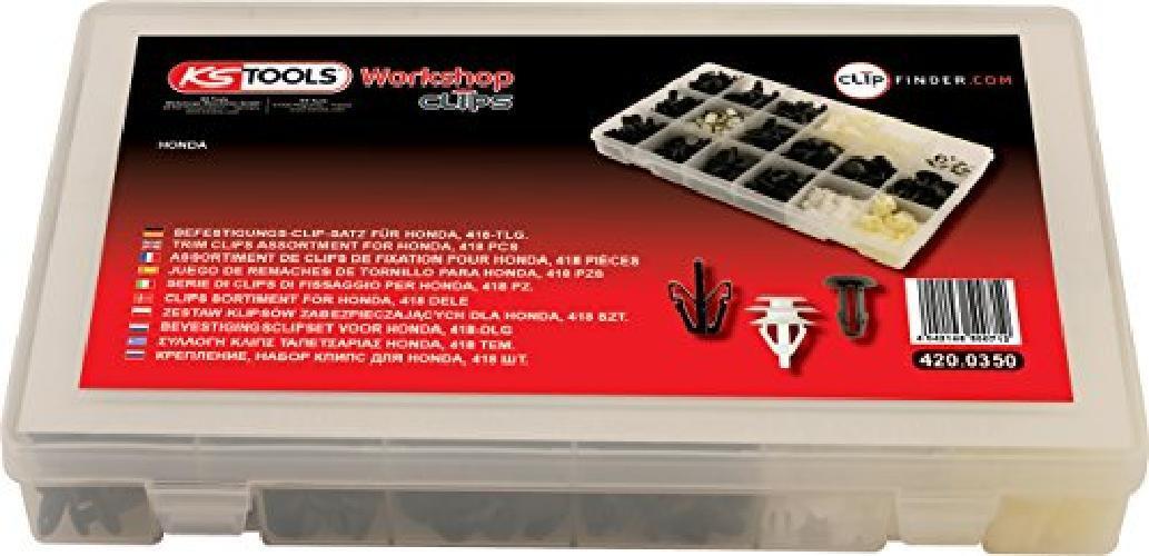 KS Tools 420.0350 Serie di clips di fissaggio - Honda, 418 pz