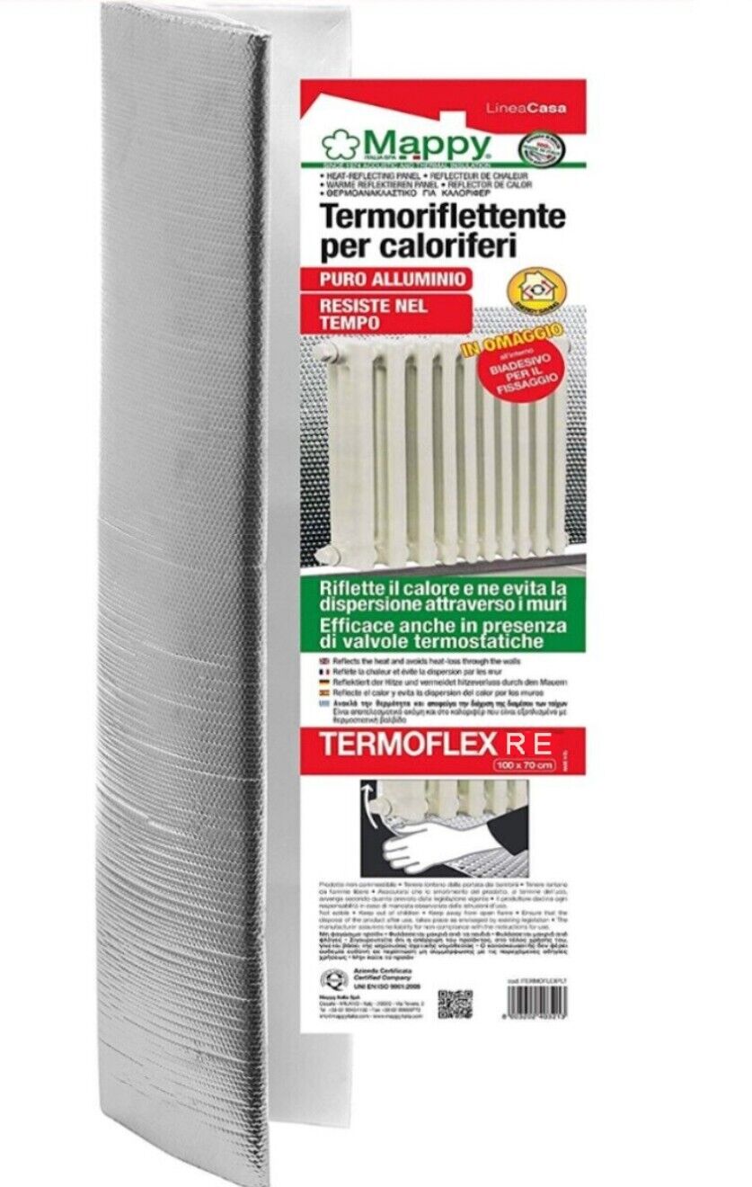 PANNELLO TERMORIFLETTENTE ISOLANTE PER CALORIFERI e TERMOSIFONI Mappy cm. 70x100