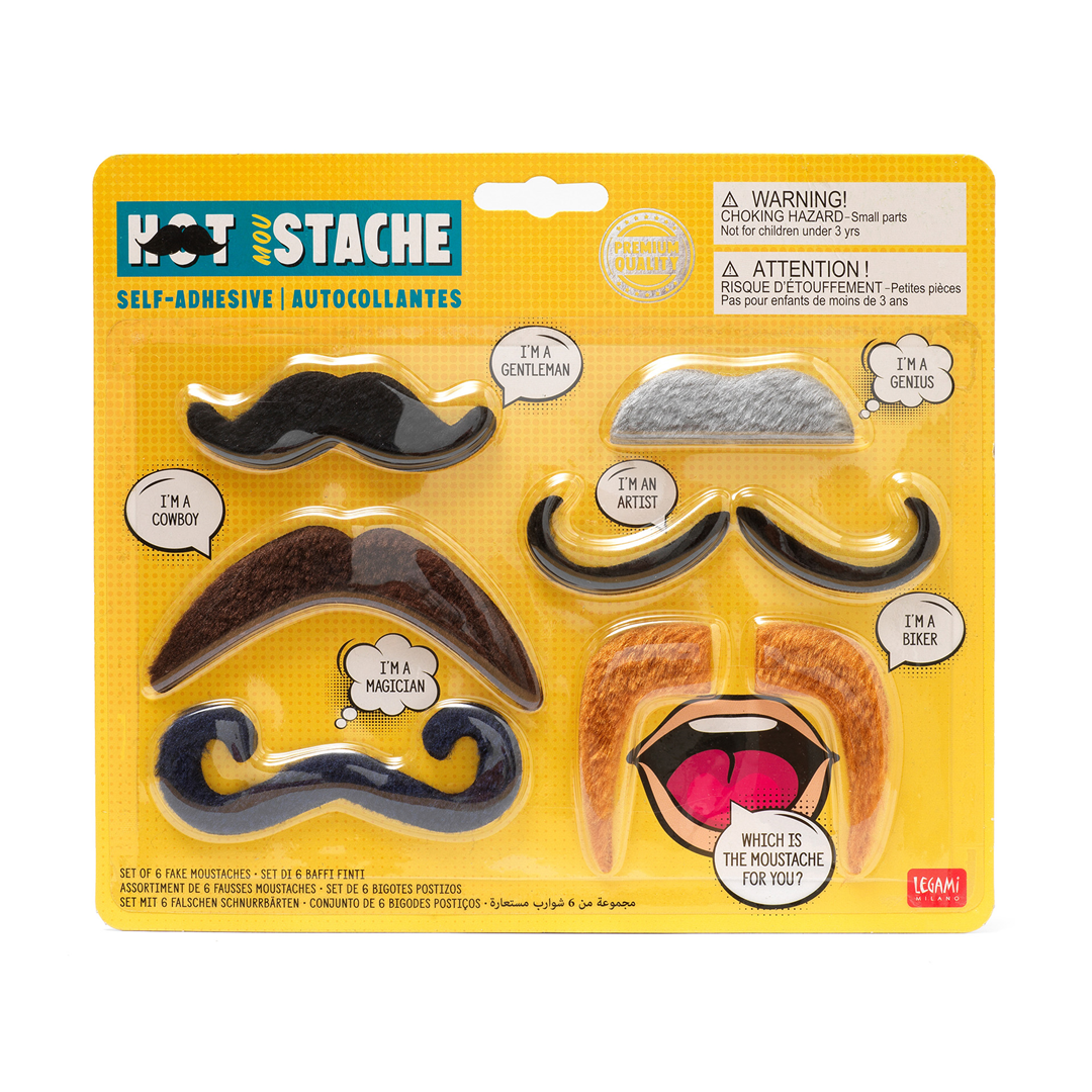 Set 6 Baffi Finti Autoadesivi - Hot Moustache  | Legami