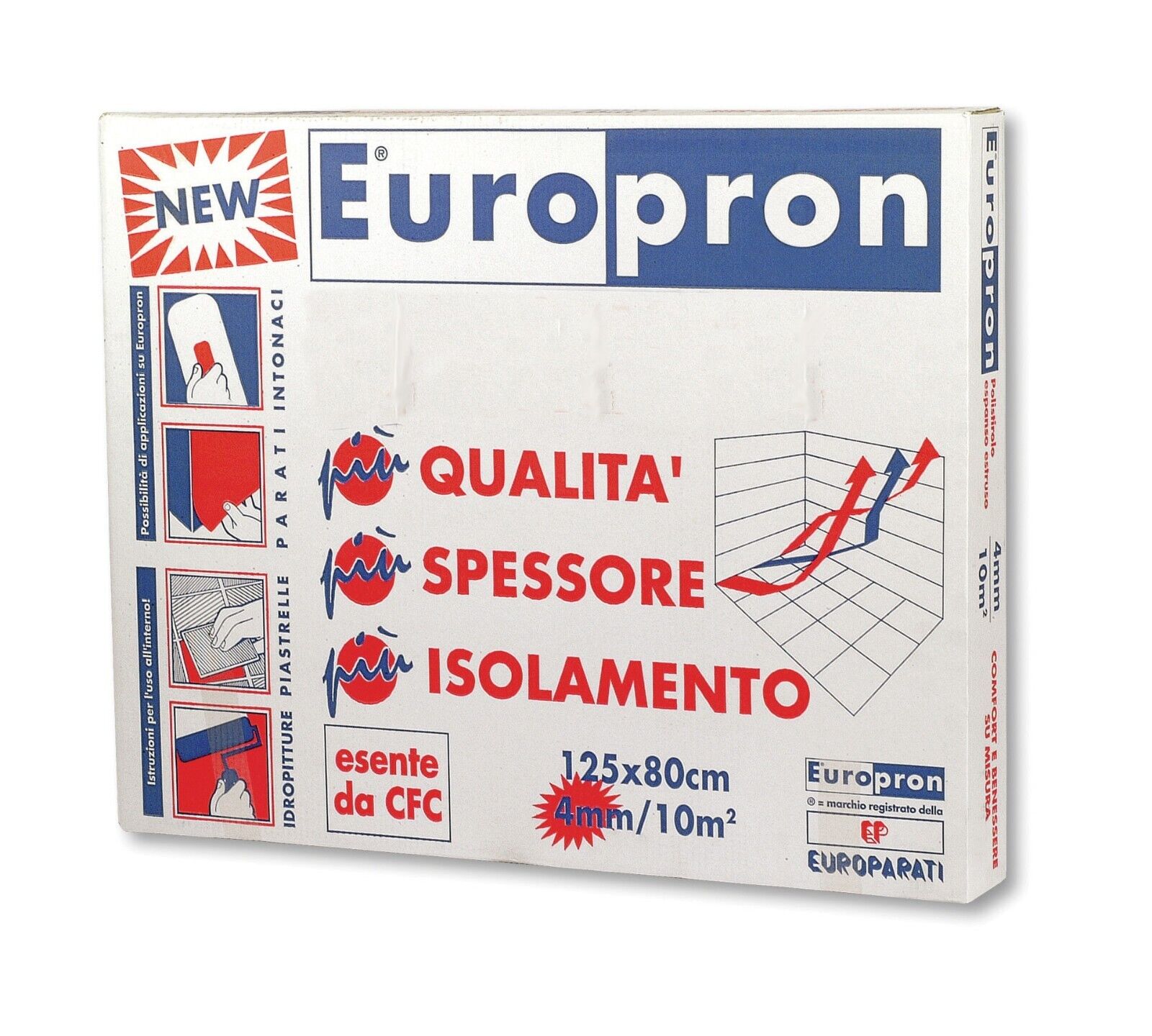 Kit 10 Pannelli Isolanti Lastre 125x80cm per Isolamento Termico Sp. 4mm Europron