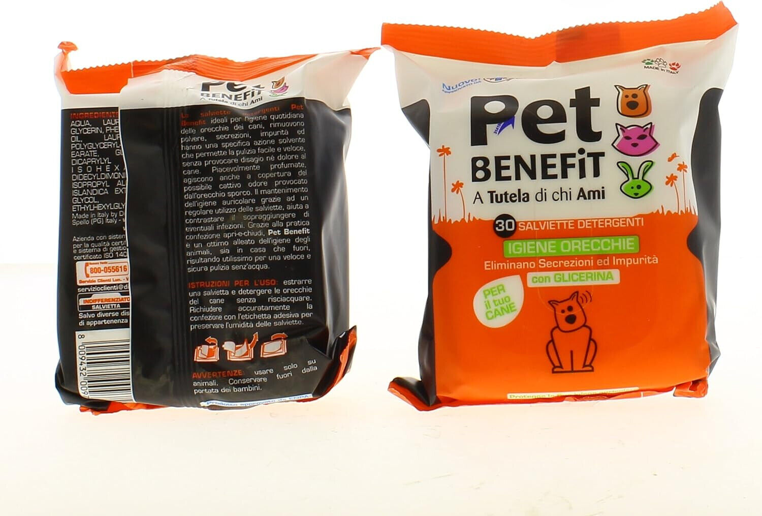 PET BENEFIT Salviette Orwcchie Cani - Gatti - Conigli - 30pz