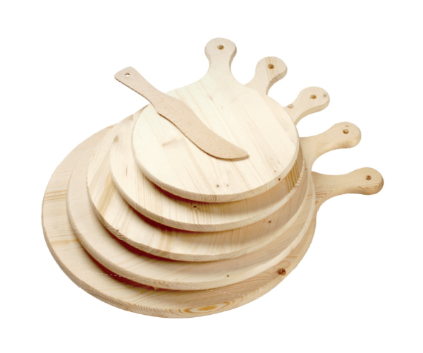 TAGLIERE PER POLENTA IN ABETE COMPLETO DI COLTELLO CHOPPING BOARD Diam. Ø 30 cm
