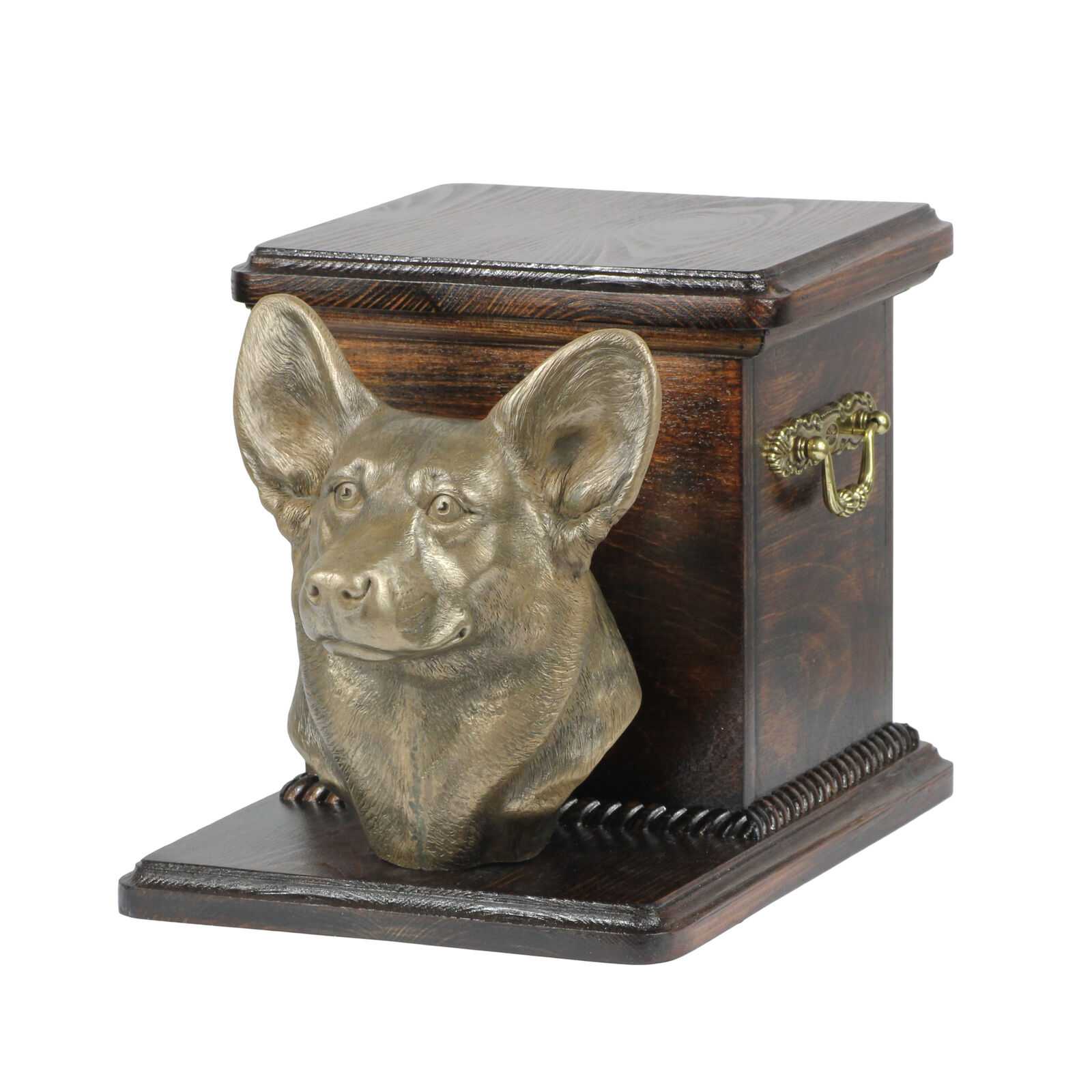 Pembroke Gallese Corgi Holzurne Con Cane Art-Dog
