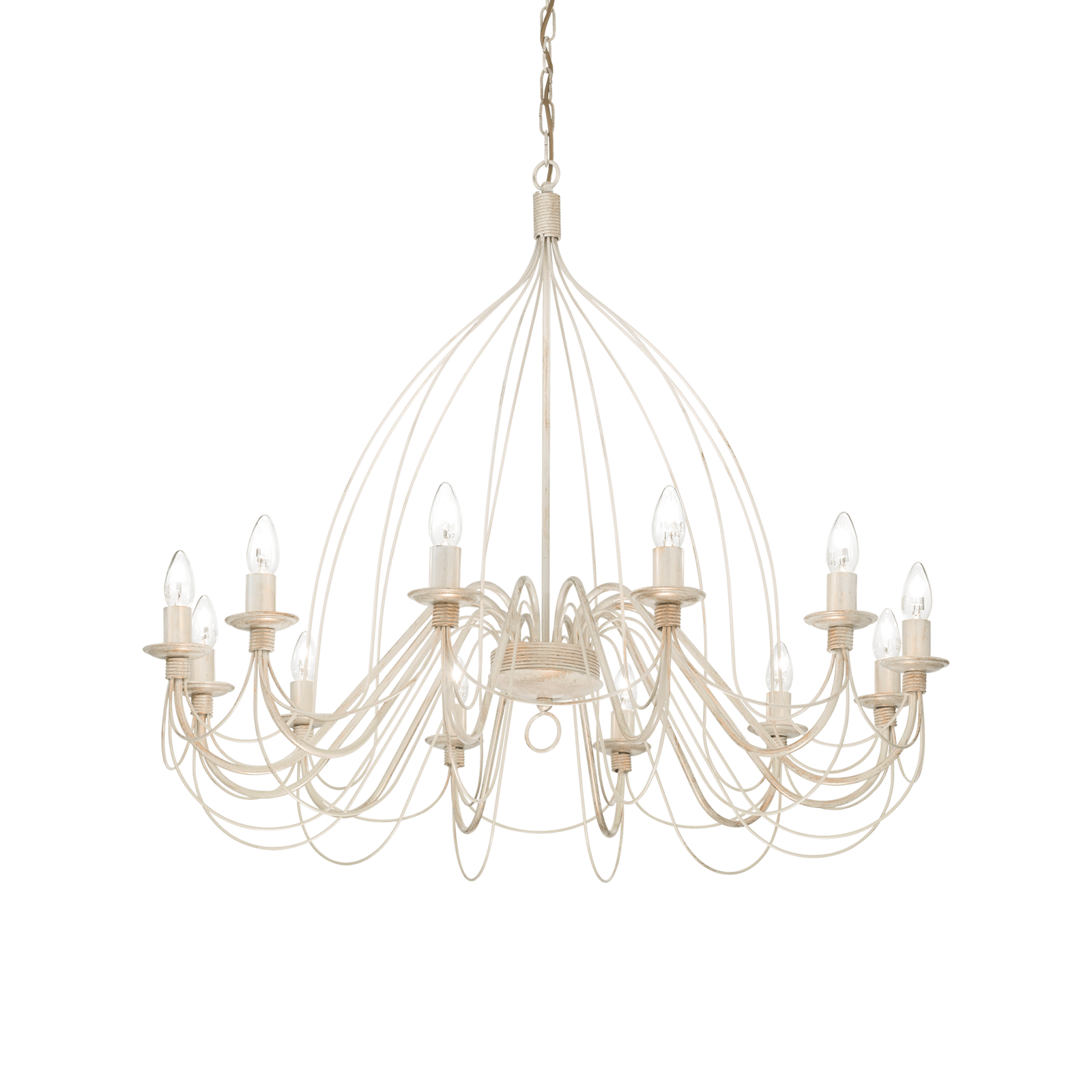 Corte lampadario 12 luci metallo modellato finitura ruggine