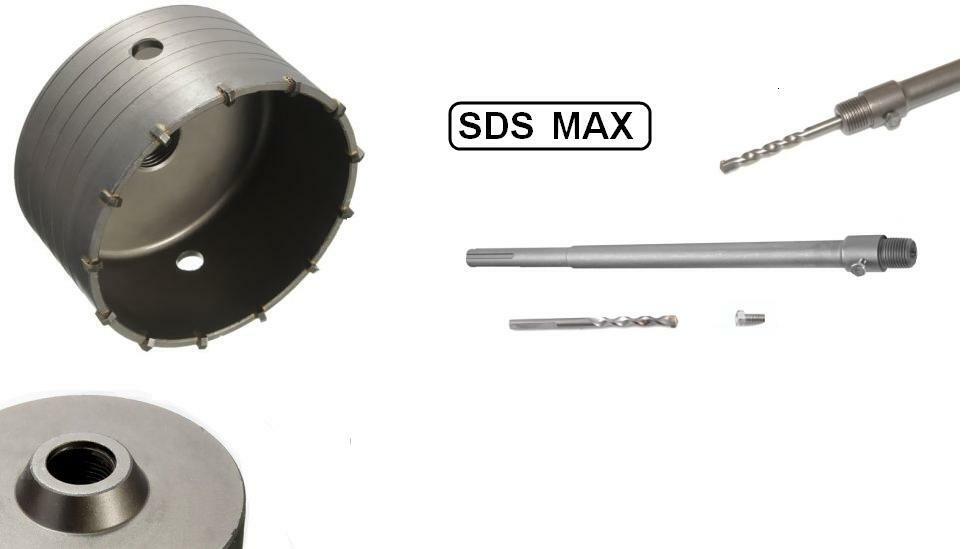 FRESA A TAZZA MM 120 CAROTATRICE CON ASTA SDS MAX 650 MM CEMENTO MURO MATTONI