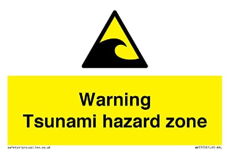 Segnale di avvertimento Tsunami hazard zone – 150 x 100 mm – A6L