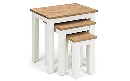 Julian Bowen, Set di 3 tavolini impilabili Coxmoor, bianco e rovere (R3W)