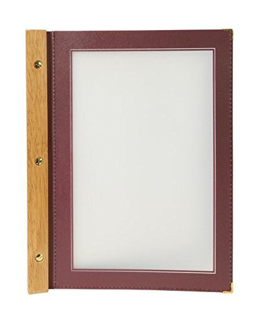 (TG. A4) Securit Porta Menù Wood A4 -Struttura in Legno Teak e Bordi rifiniti C