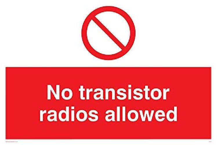 Viking segni pv51-a4l-1 m"No transistor radio Allowed" Sign, plastica, 1 mm semi