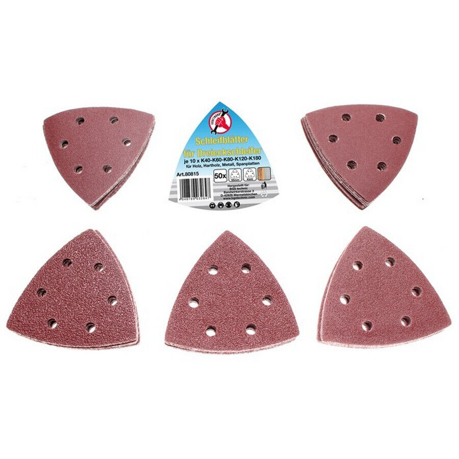 set 50 piastre abrasive velcrate triangolari - codice bgs80815 KRAFTMANN officin