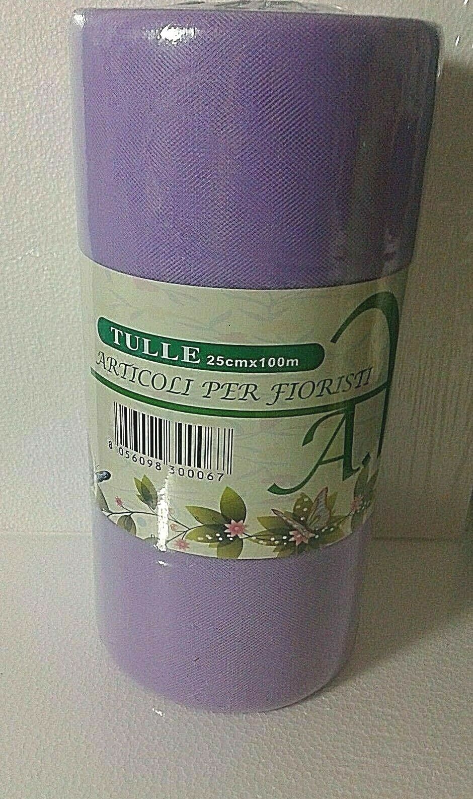 BOBINA TULLE VELO LILLA MORBIDA cm 25 x 100 mt. DECORAZIONE DECOUPAGE