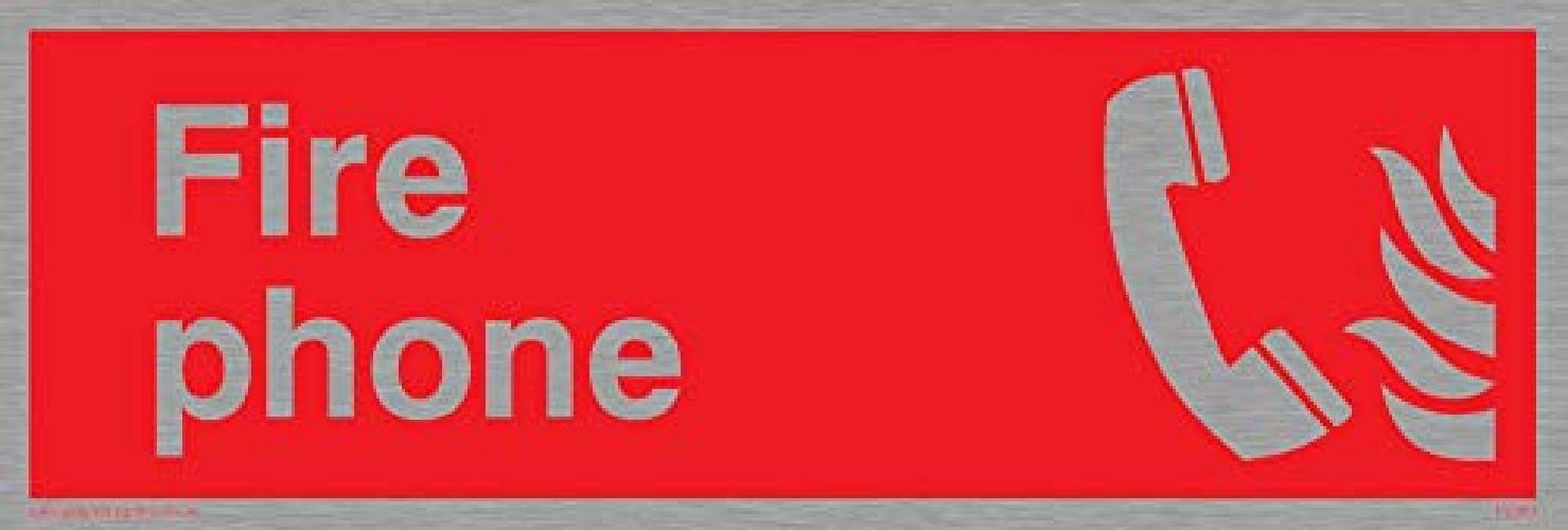 Viking segni fv363-l15-ms"Fire Phone Fire Safety Sign, 1 mm, in acciaio INOX, 15