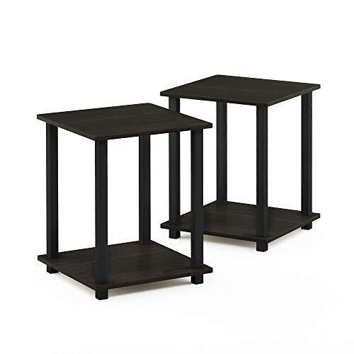 Furinno Simplistic End Table, Legno Composito, Espresso/Nero, 2 Pezzi