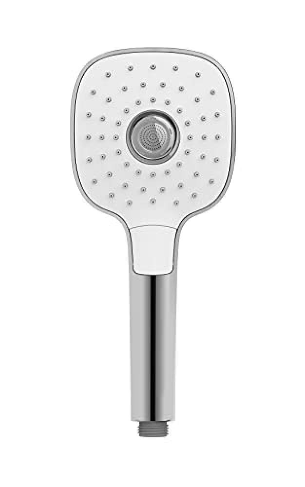 (TG. Eckig) Wenko Soffione doccia PowerBoost Cromato/Bianco, doccetta universale