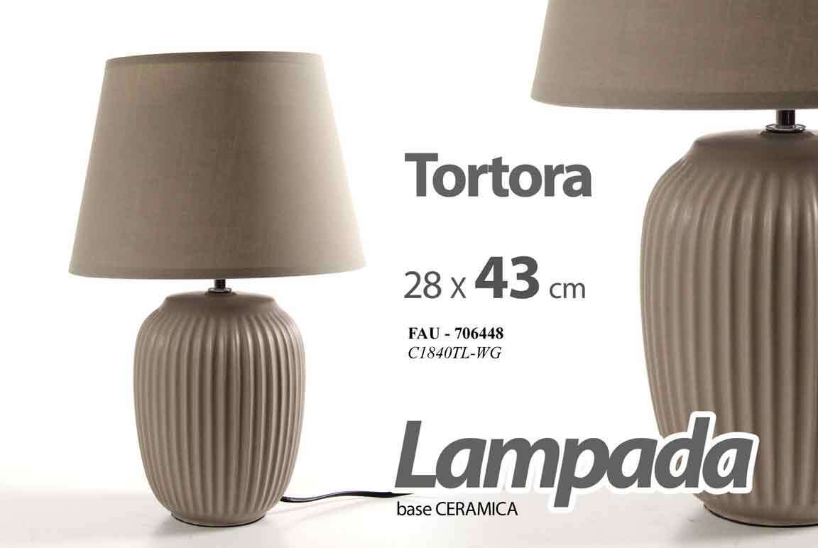 LUMETTO LAMPADA ABAT JOUR TAVOLO COMODINO SCRIVANIA BASE CERAMICA TORTORA 43 cm