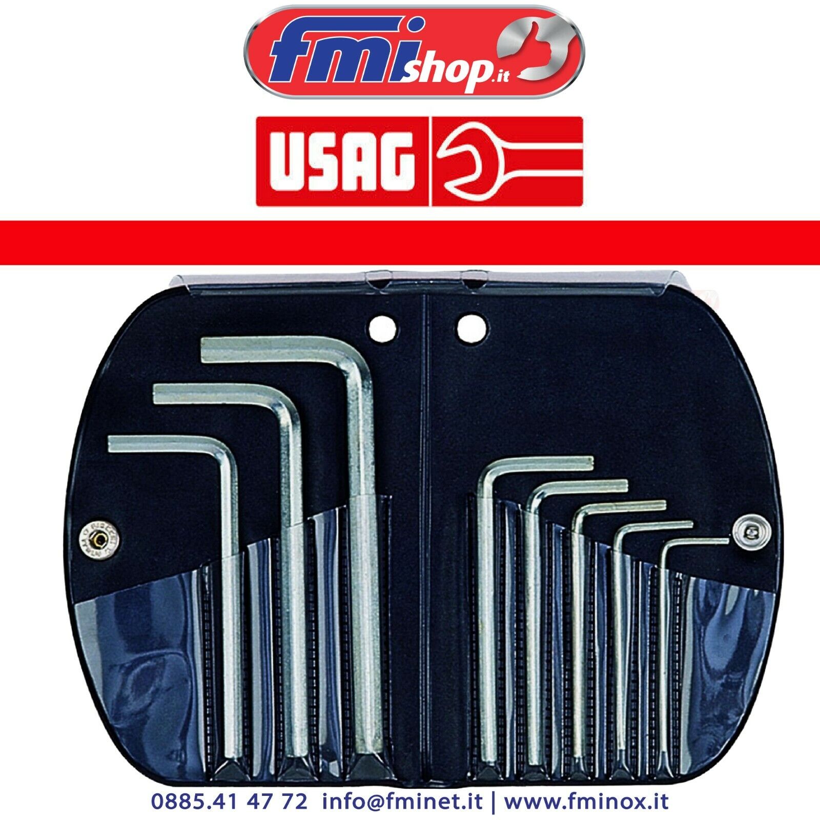 SERIE SET KIT 8 CHIAVI ESAGONALI A L USAG 280 SE8 IN ASTUCCIO PER BRUGOLE PROFES