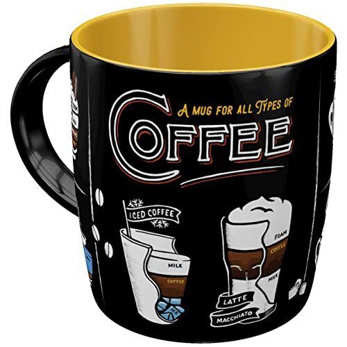 Nostalgic-Art Tazza da caffè retrò, Coffee & Chocolate  All Types of Coffee  I