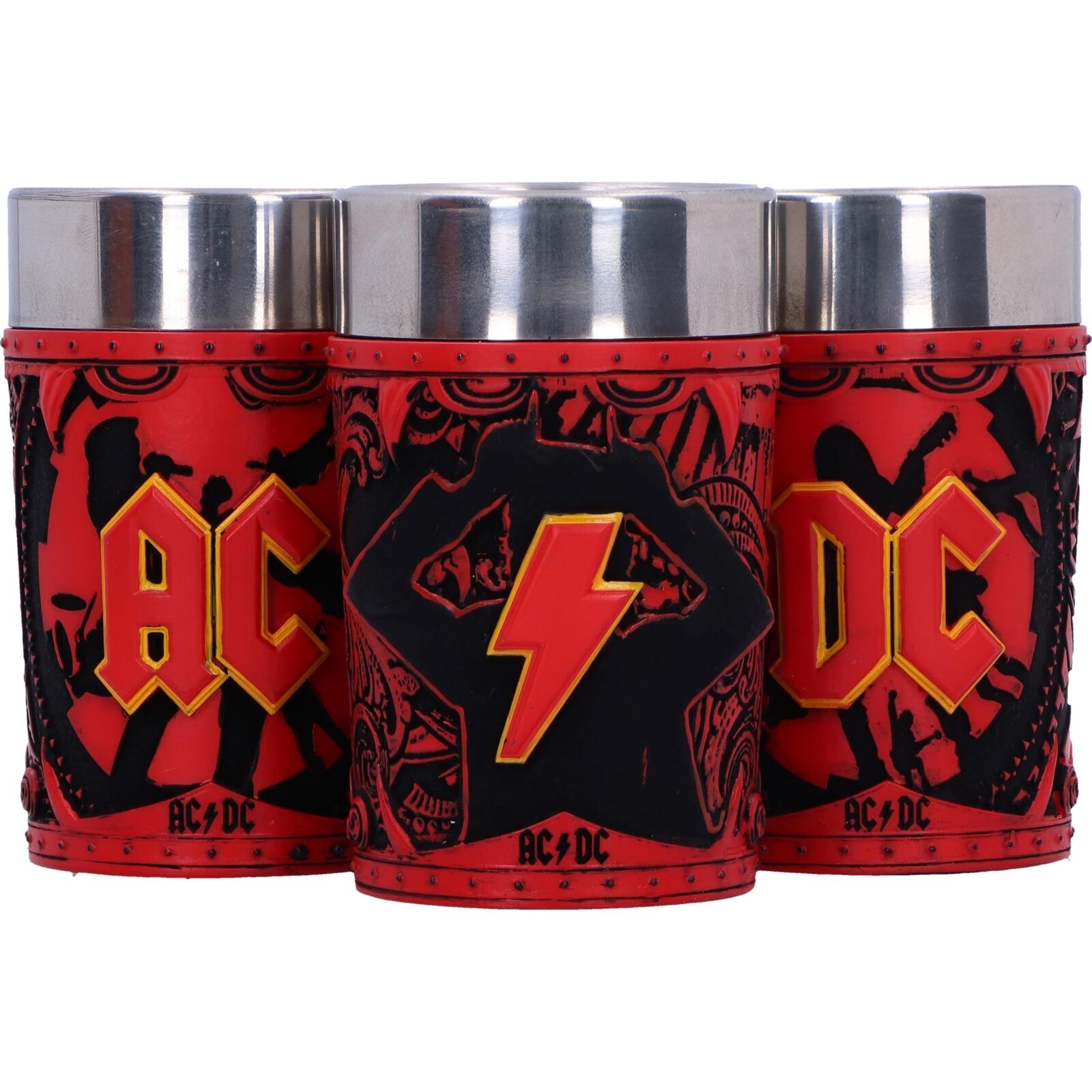 Nemesis Now ACDC Logo Set of 3 Shot Glass Set 8.7cm, Resin, Official ACDC Mercha