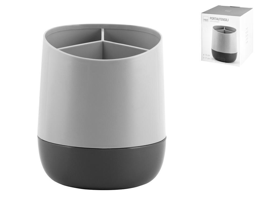 H&H Pop Grey Porta Utensili 3 Posti, Polistirene,Cm 14X17 H