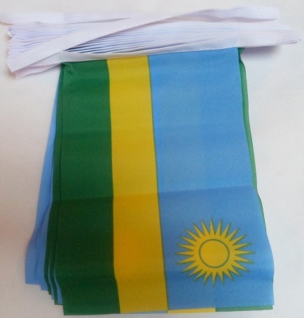 GHIRLANDA 6 metri 20 BANDIERE RUANDA 21x15cm - BANDIERA RUANDESE 15 x 21 cm - FE