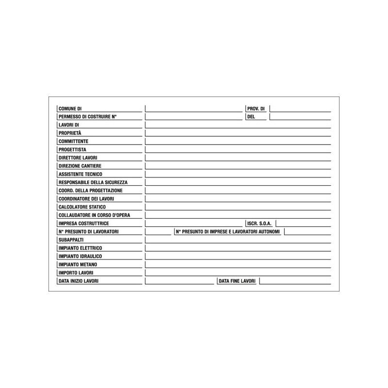 Cartello Polionda 67x100 cm 'Cantiere Specifiche dei Lavori'