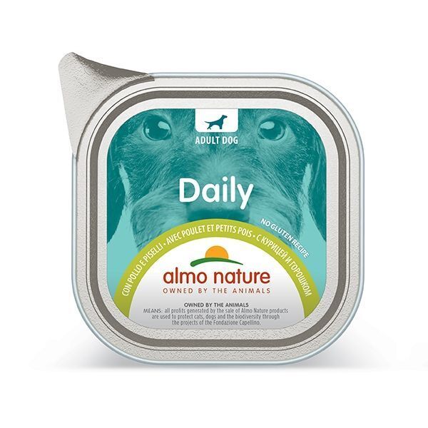 Almo Cane Daily Senza Glutine Vaschetta Pollo e Piselli 100gr