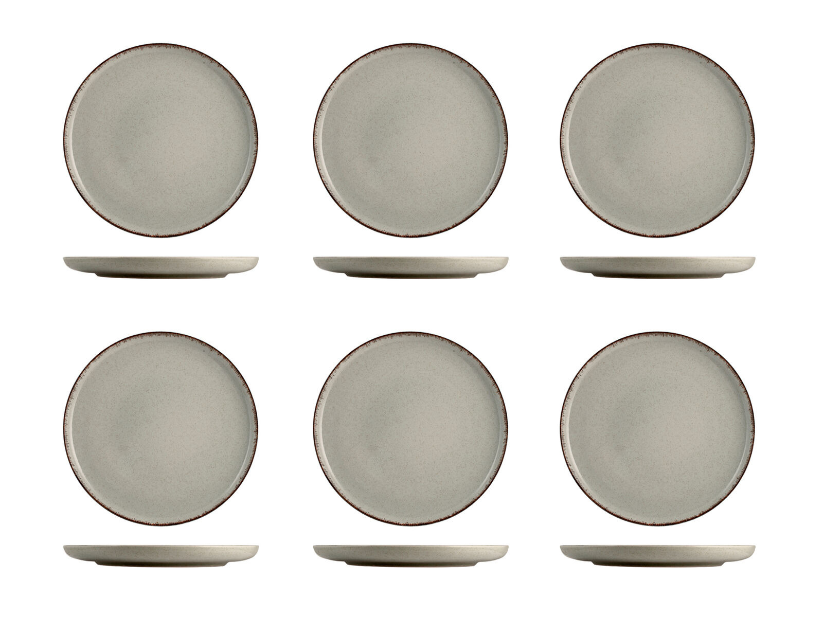 H&H Set 6 Piatti Frutta Pearl Cm19 Grigio